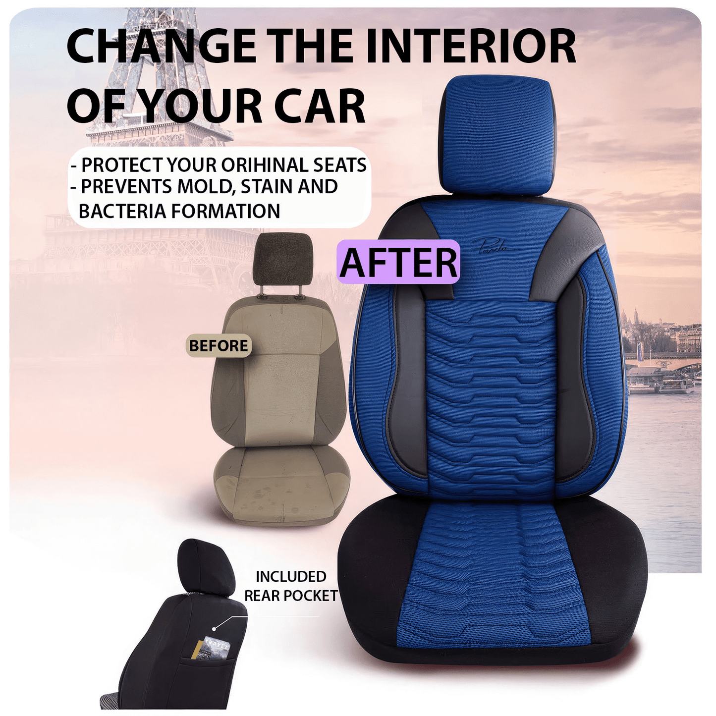 Car Seat Cover Set - Paris Series