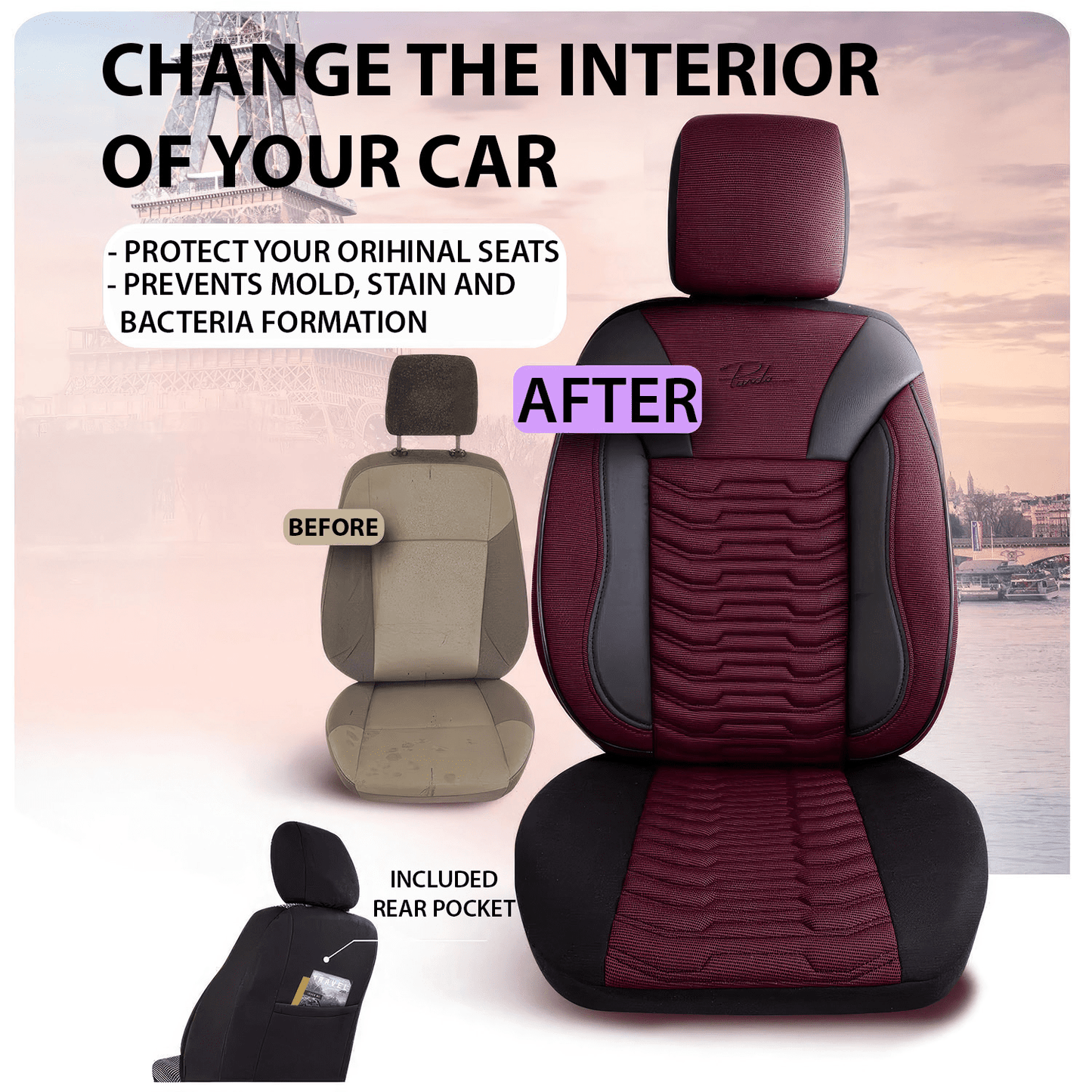 Car Seat Cover Set - Paris Series