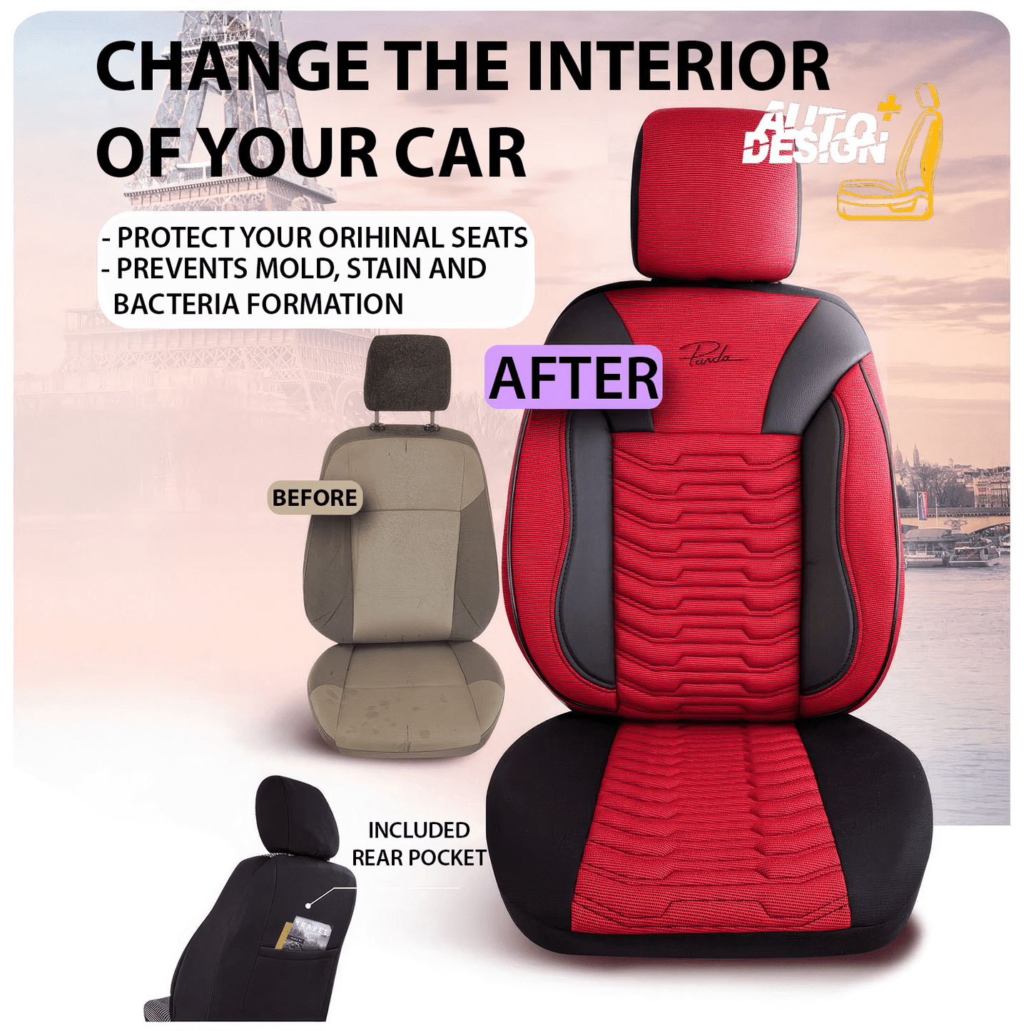 Car Seat Cover Set - Paris Series