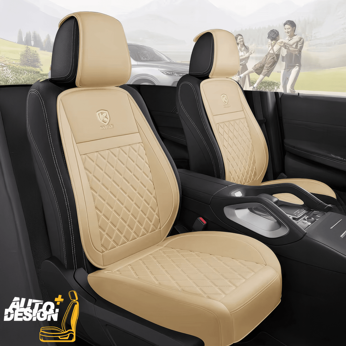 Car Seat Protector Set - Striped Nappa Leather