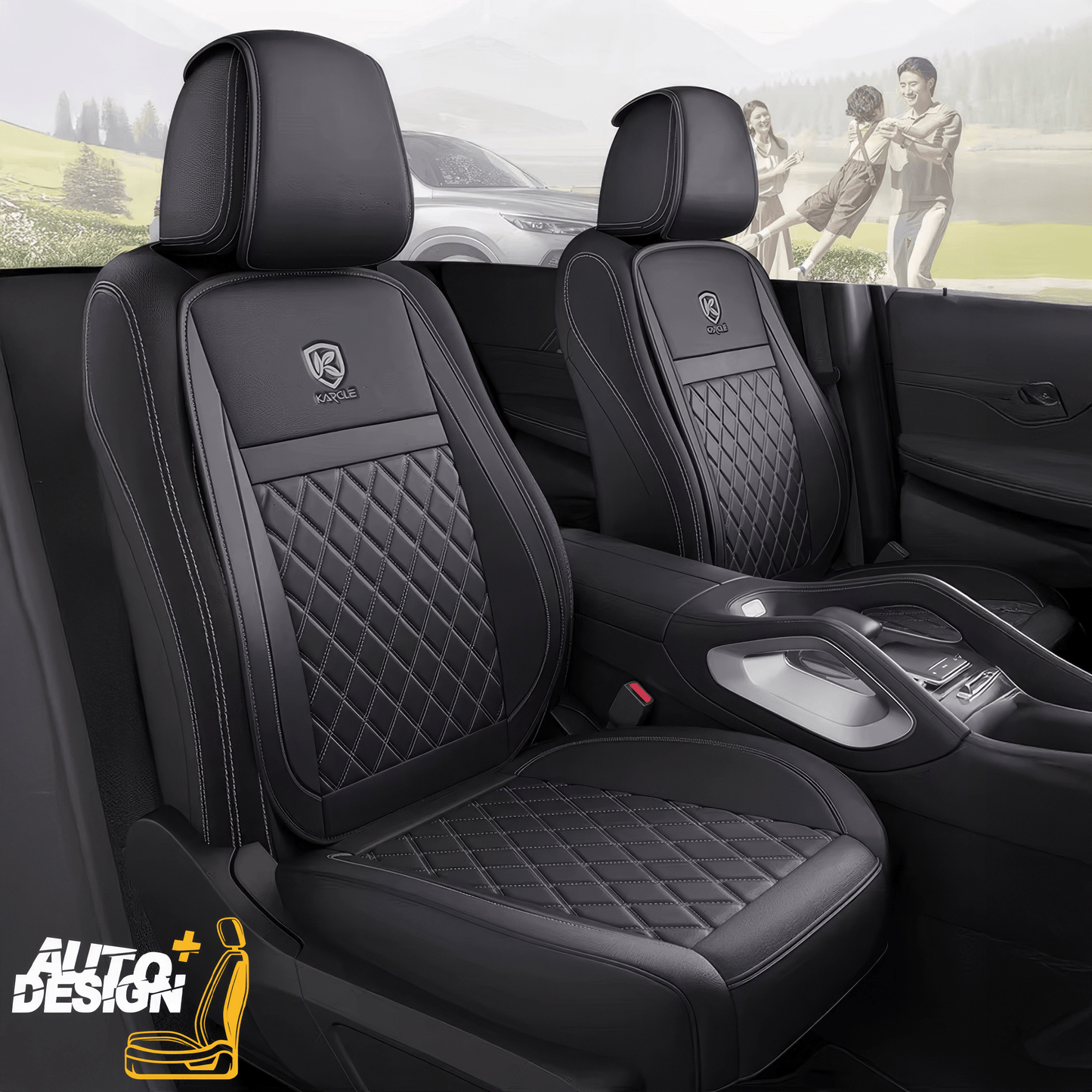 Car Seat Protector Set - Striped Nappa Leather