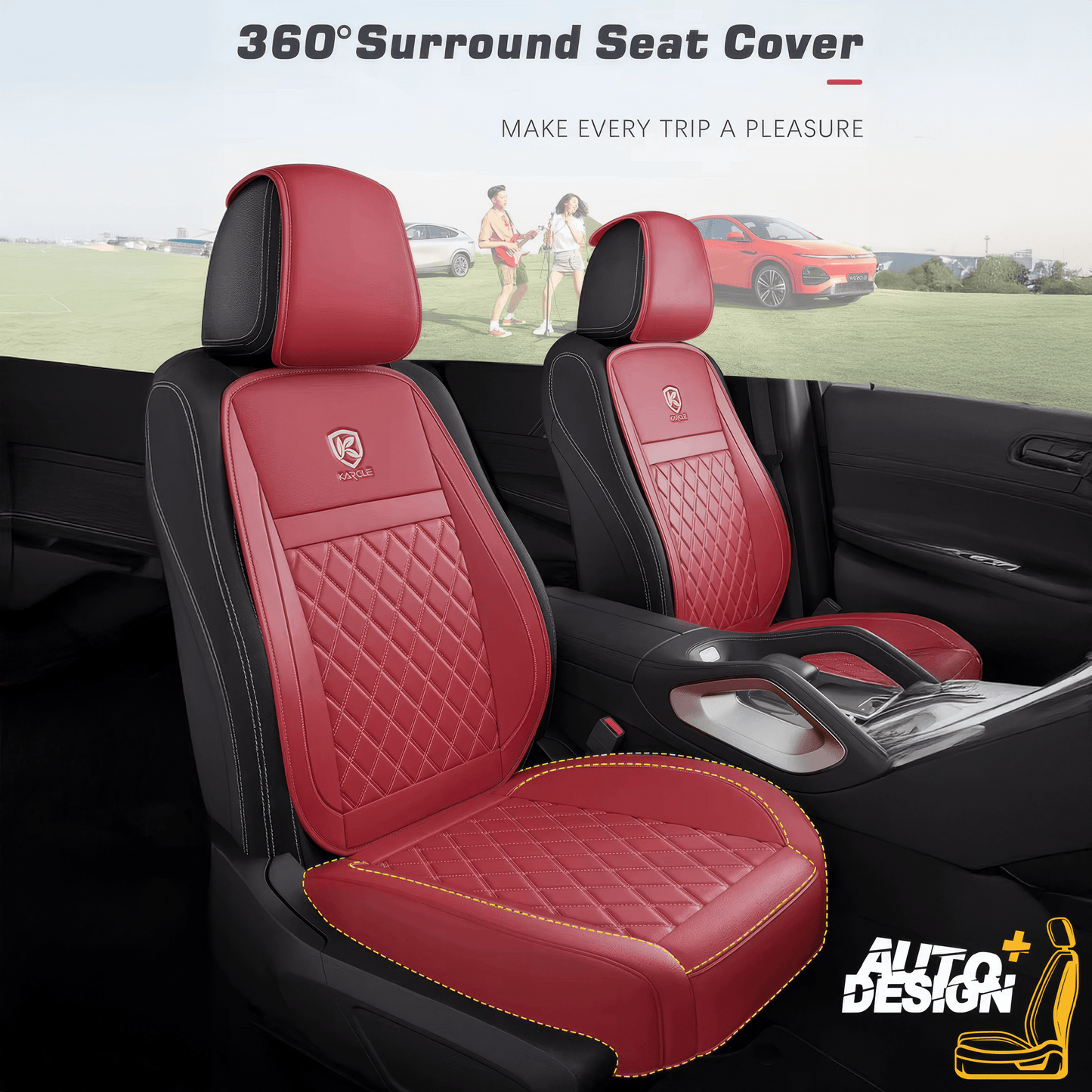 Car Seat Protector Set - Striped Nappa Leather