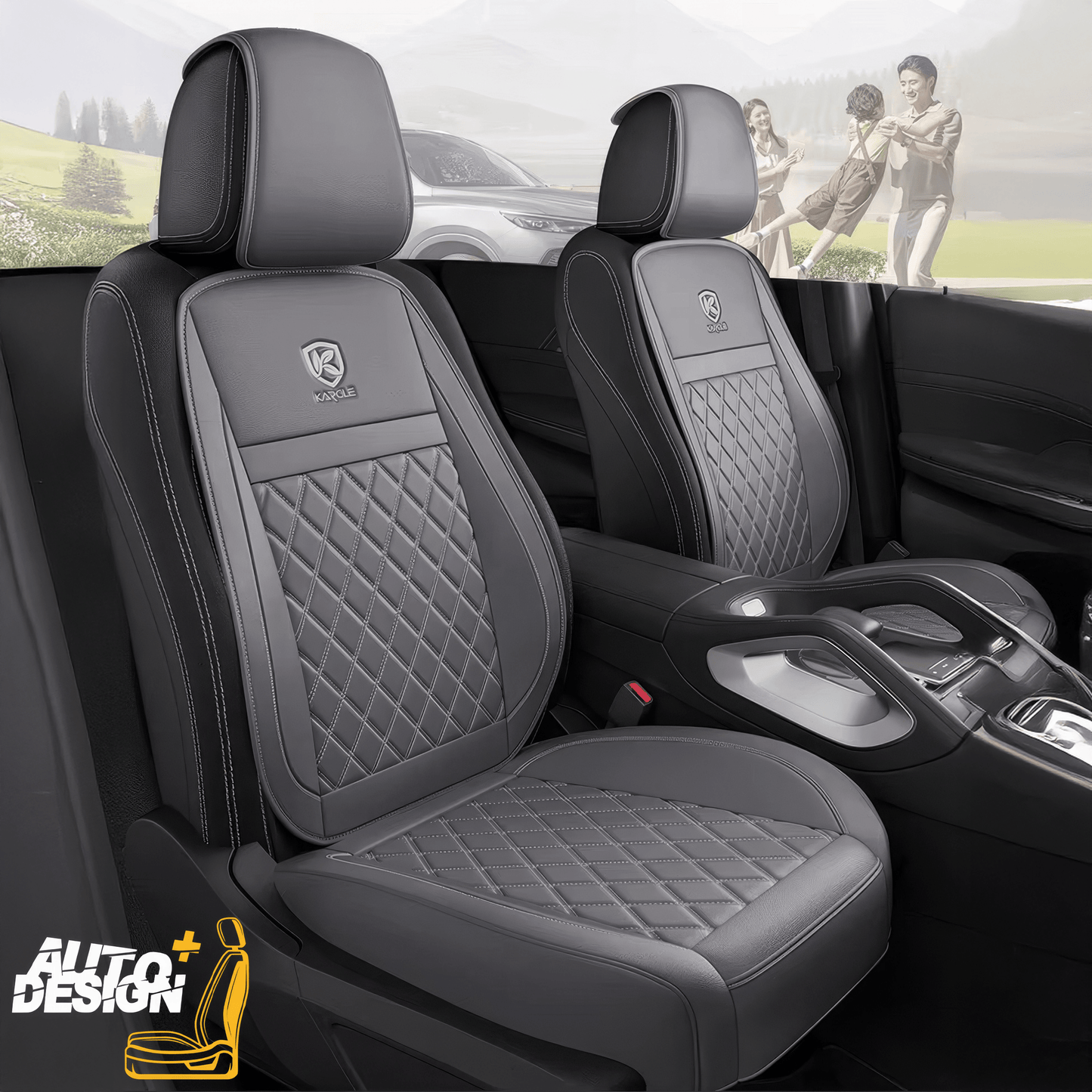 Car Seat Protector Set - Striped Nappa Leather