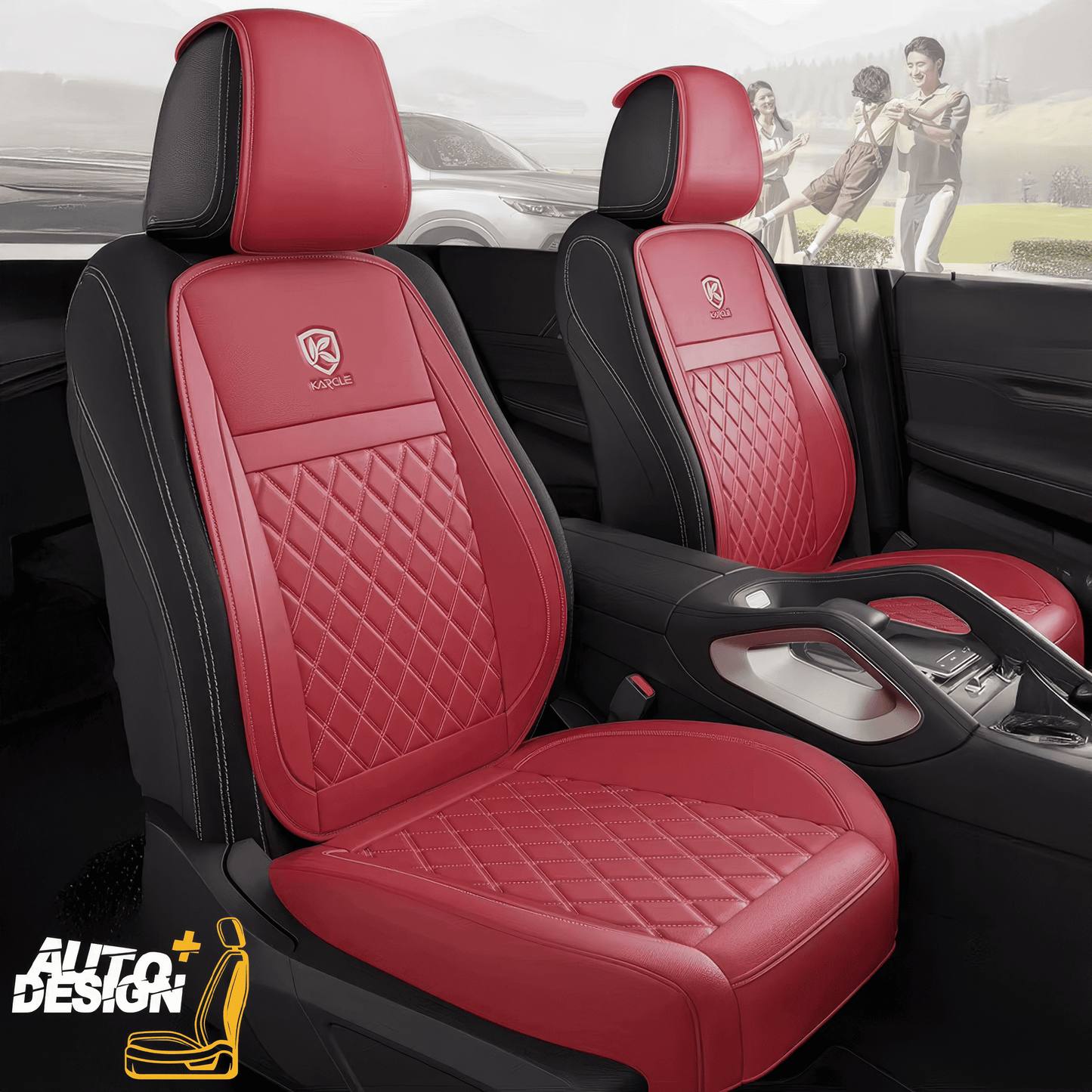 Car Seat Protector Set - Striped Nappa Leather