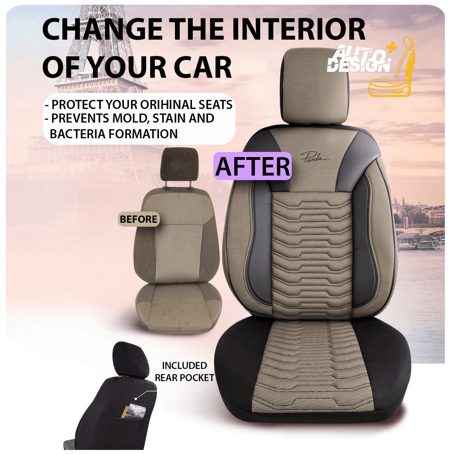 Car Seat Cover Set - Paris Series