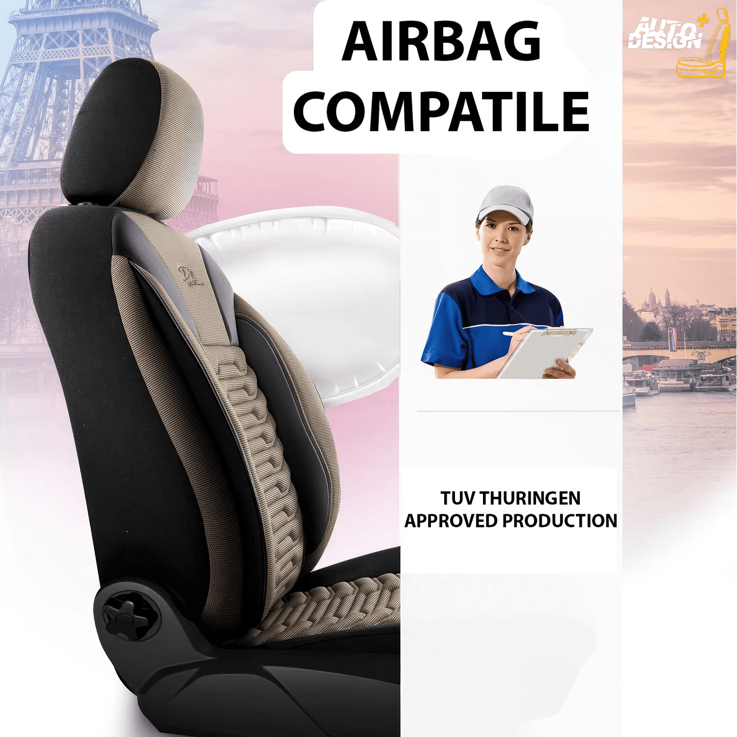 Car Seat Cover Set - Paris Series
