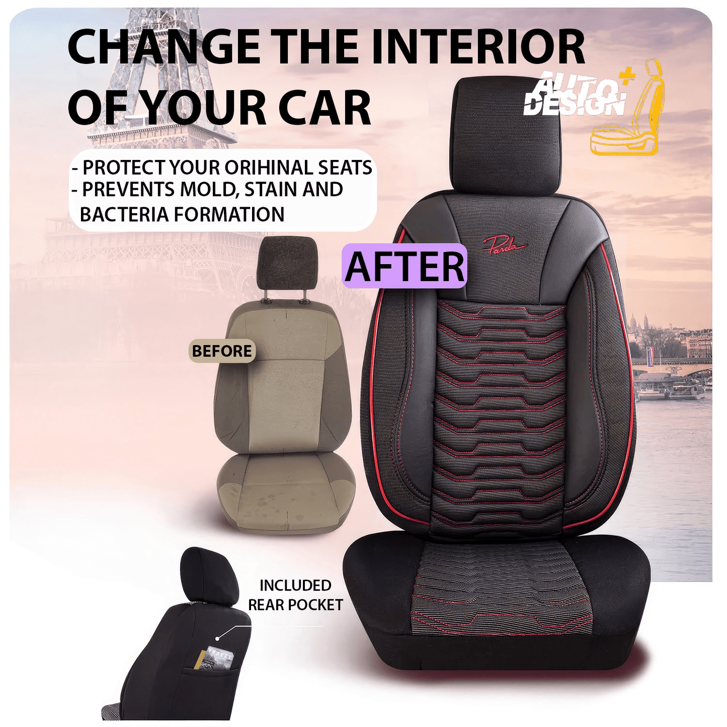Car Seat Cover Set - Paris Series